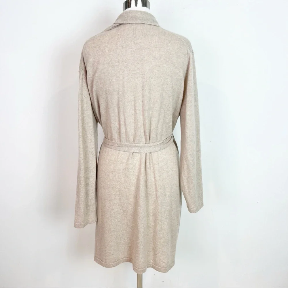 ARLOTTA CASHMERE TAN TAUPE OPEN FRONT CARDIGAN SWEATER ROBE BELT MEDIUM/LARGE - Picture 2 of 3